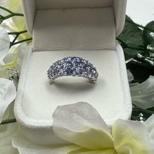 Silver Ring with Pale Purple Gemstones 💎 Size 8, Stamped 925